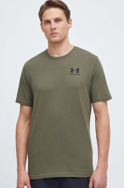 Majica kratkih rukava Under Armour za muškarce, boja: zelena, s tiskom, 1326799-439