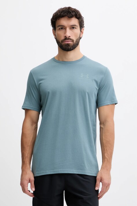 Under Armour t-shirt treningowy SPORTSTYLE LEFT CHEST kolor zielony z nadrukiem 1326799