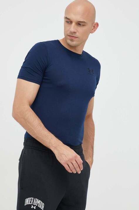 Tričko Under Armour pánsky, tmavomodrá farba, s potlačou, 1326799