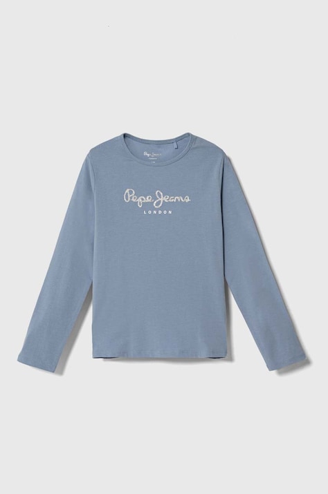 Detské tričko s dlhým rukávom Pepe Jeans modrá farba