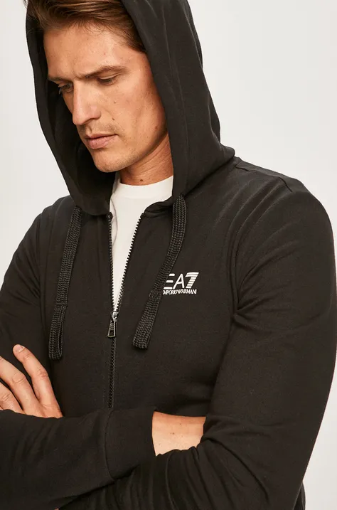 EA7 Emporio Armani Bluză bărbați, culoarea negru, cu imprimeu