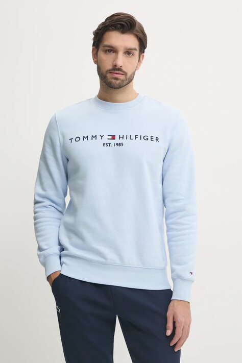 Tommy Hilfiger felpa uomo colore blu con applicazione