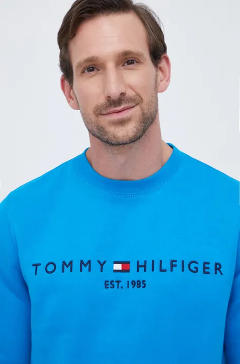 Tommy Hilfiger bluză bărbați, culoarea verde, cu imprimeu MW0MW11596