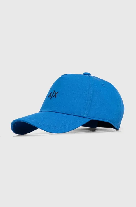Хлопковая кепка Armani Exchange цвет синий с аппликацией