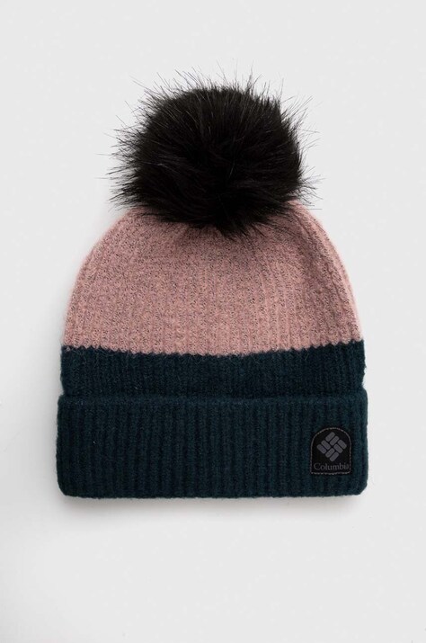 Columbia caciula culoarea bej, din tricot gros