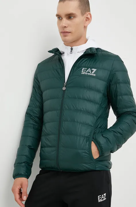 Пухова куртка EA7 Emporio Armani колір сірий перехідна