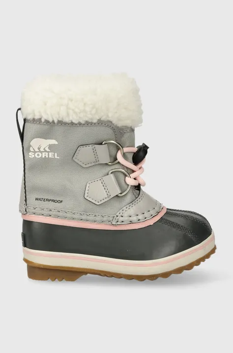Дитячі зимові черевики Sorel колір сірий
