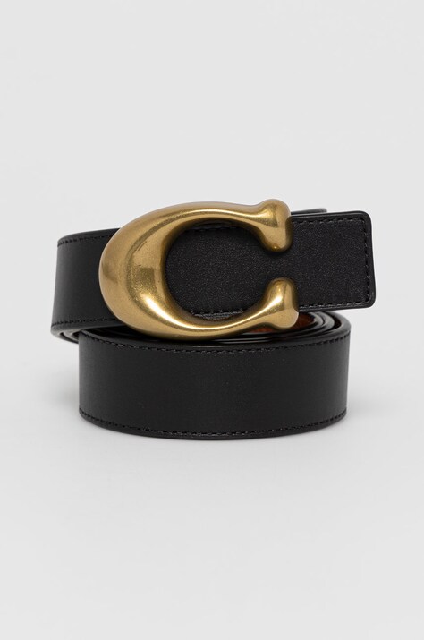 Coach Pasek skórzany 78175 damski kolor czarny