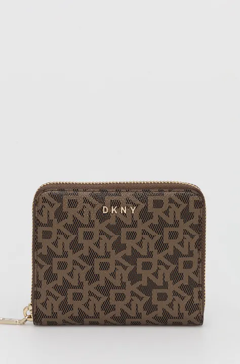 Πορτοφόλι DKNY γυναικεία, χρώμα: καφέ
