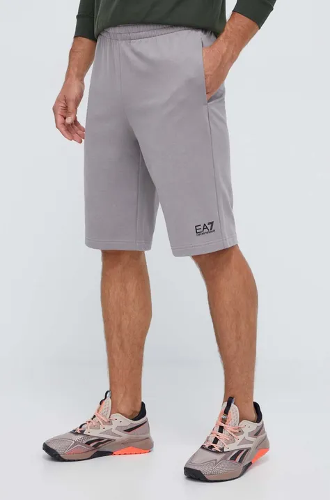 Kratke hlače EA7 Emporio Armani moški, siva barva