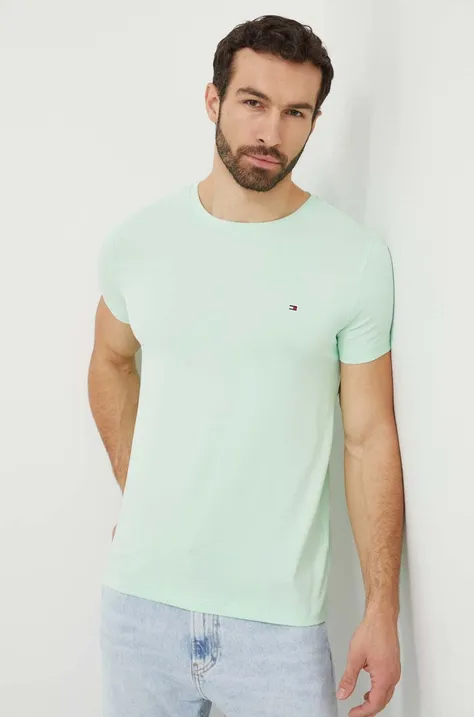 Tričko Tommy Hilfiger zelená barva, MW0MW10800