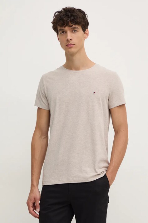 Tommy Hilfiger tricou barbati, culoarea bordo, neted, MW0MW10800