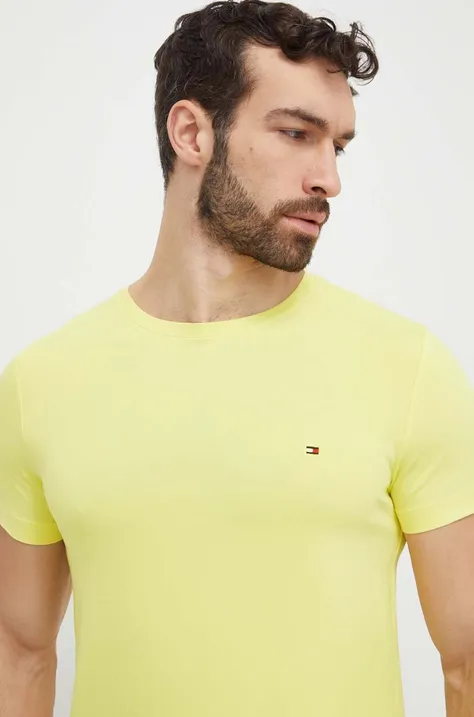 Tommy Hilfiger t-shirt sárga, férfi, sima, MW0MW10800