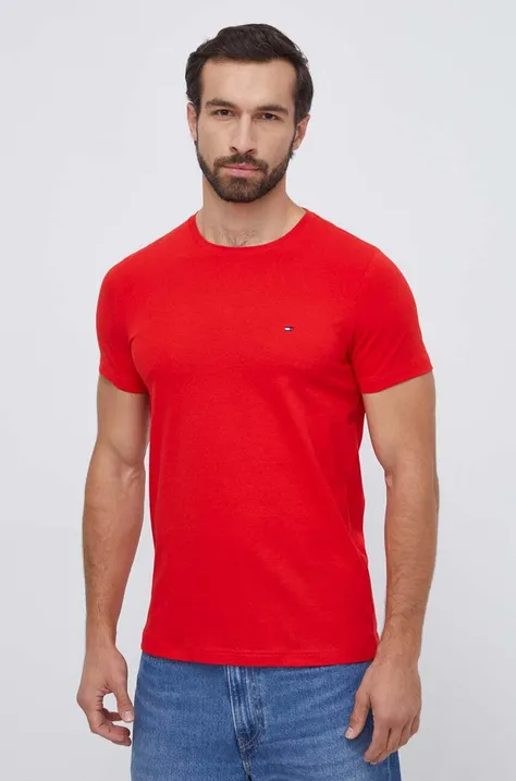 Majica kratkih rukava Tommy Hilfiger za muškarce, boja: crvena, bez uzorka