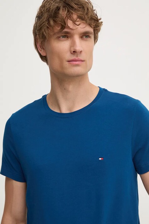 Tommy Hilfiger tricou barbati, culoarea bordo, neted, MW0MW10800