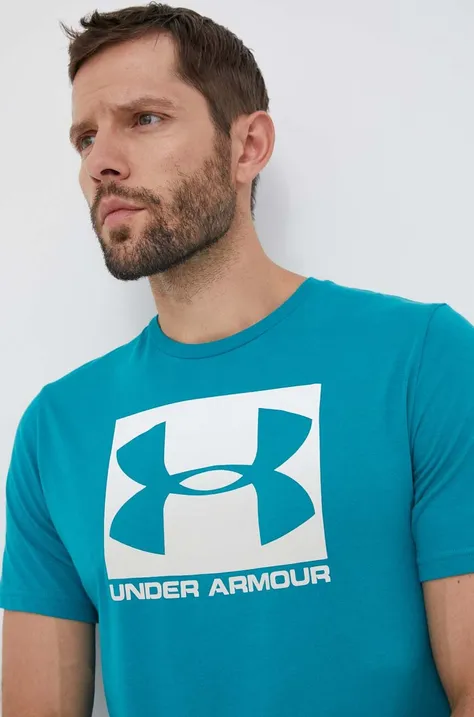 Тениска Under Armour в зелено с принт