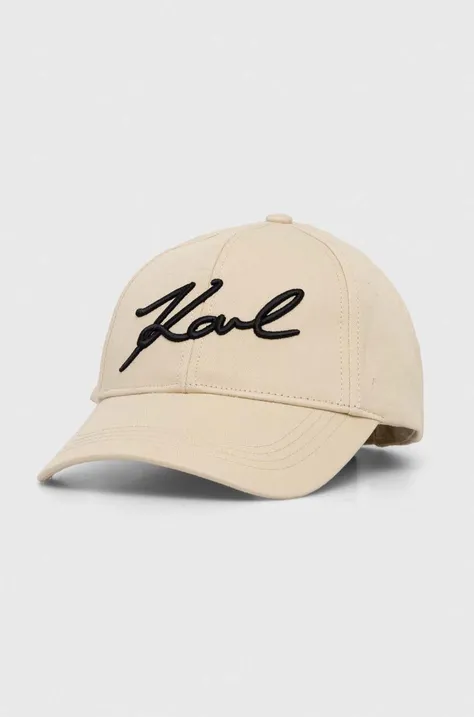 Хлопковая кепка Karl Lagerfeld цвет чёрный с аппликацией