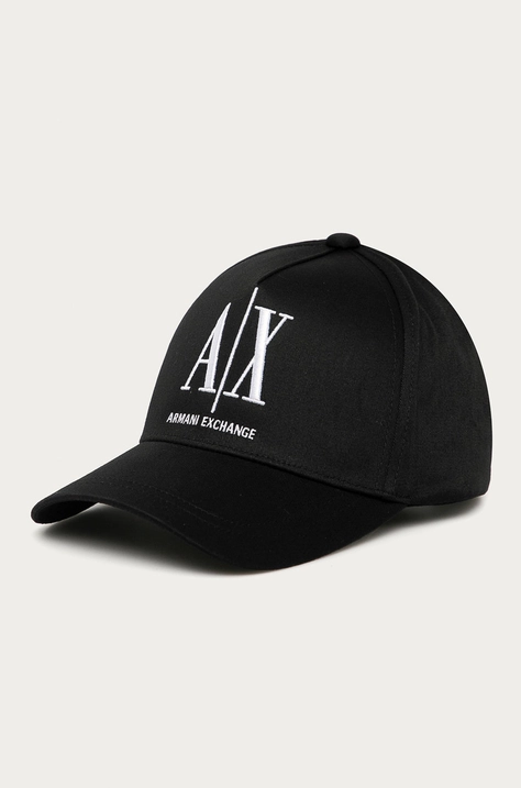 Armani Exchange șapcă de baseball din bumbac culoarea negru, cu imprimeu