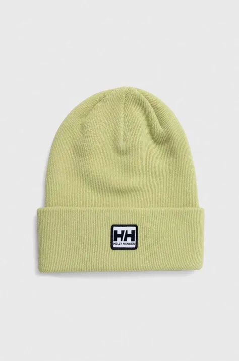 Helly Hansen czapka kolor zielony z grubej dzianiny