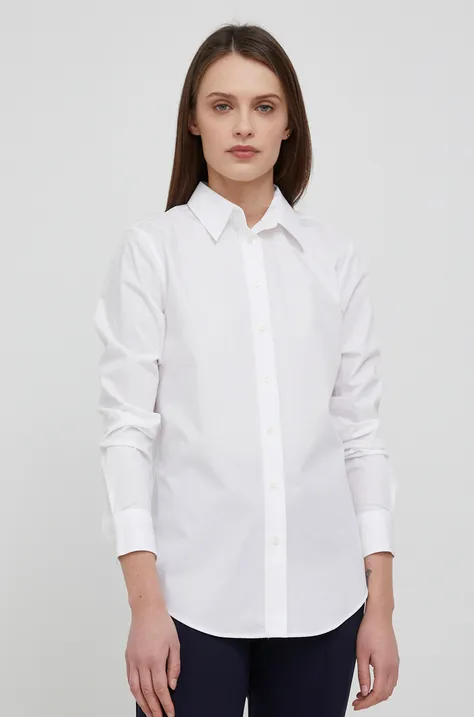 Сорочка Lauren Ralph Lauren жіноча колір білий regular класичний комір