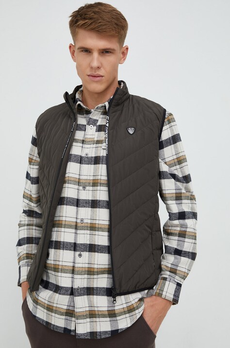 EA7 Emporio Armani vesta de puf barbati, culoarea verde