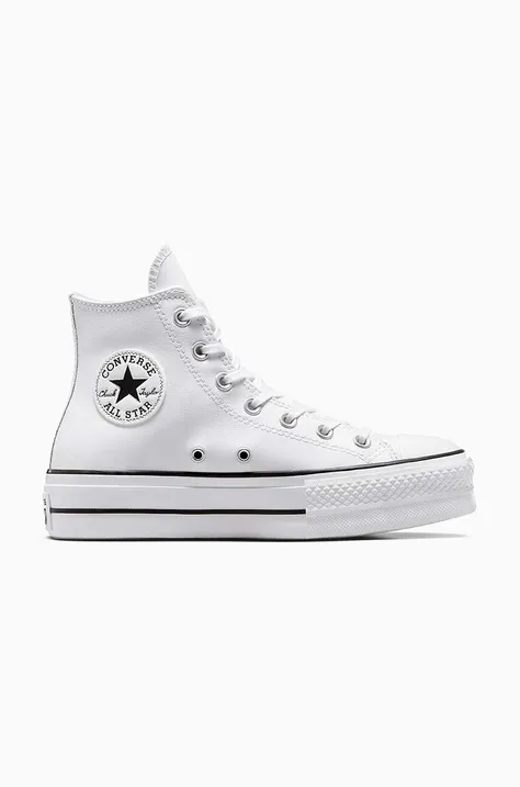 Kožené tenisky Converse Chuck Taylor All Star Lift dámske, biela farba, 561676C