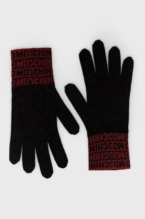 Volnene rokavice Moschino ženski, črna barva