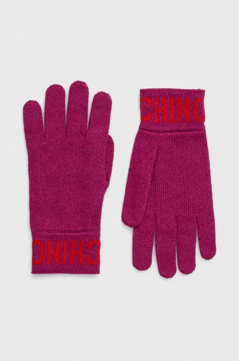 Moschino rękawiczki damskie kolor fioletowy
