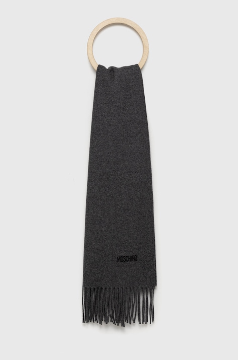 Moschino eșarfă de lână culoarea gri, uni, M5165 50092