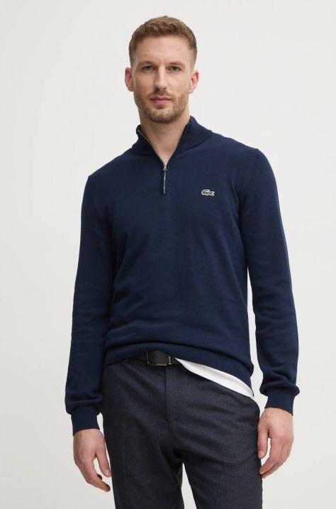 Lacoste pulover barbati, culoarea albastru marin, cu turtleneck