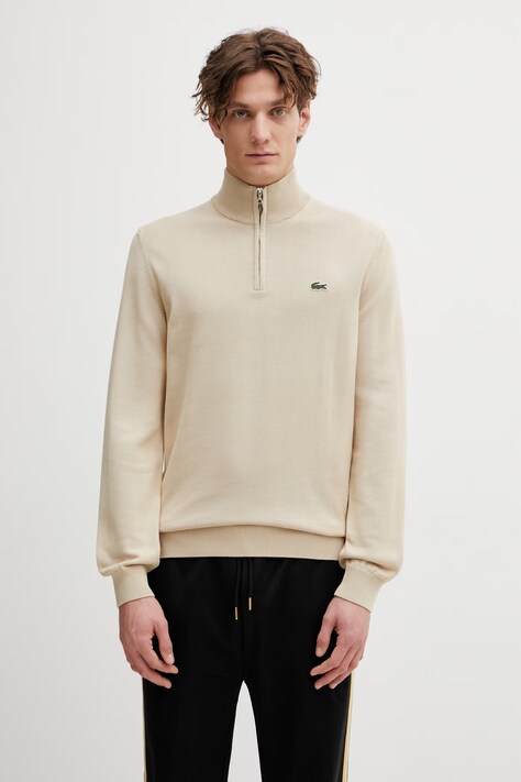 Светр Lacoste колір чорний півгольф AH1980