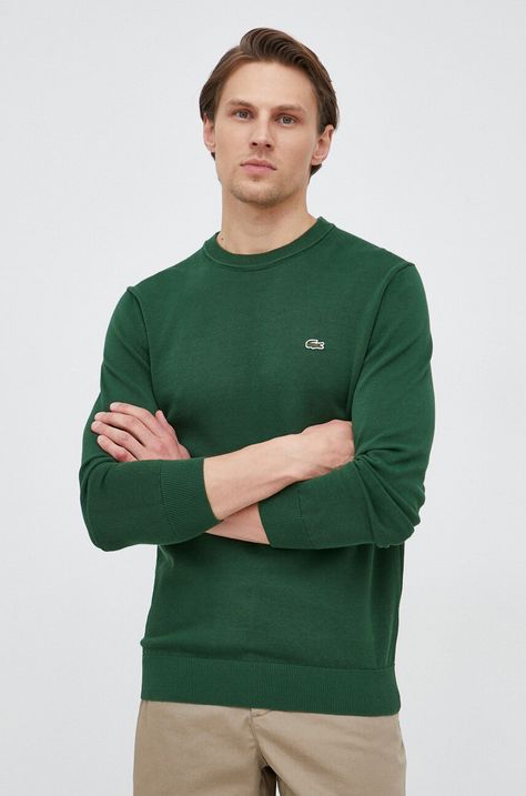 Lacoste pulover barbati, culoarea verde, light