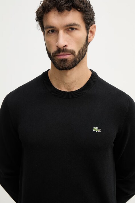 Lacoste sweter bawełniany kolor czarny AH1985