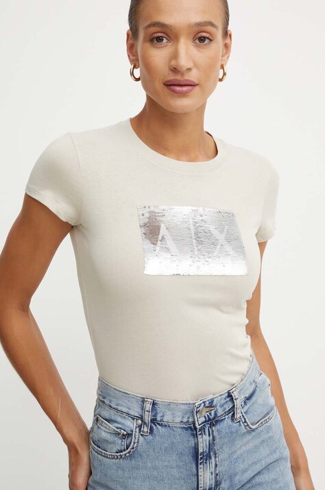 Armani Exchange t-shirt in cotone donna colore beige 8NYTDL YJ73Z