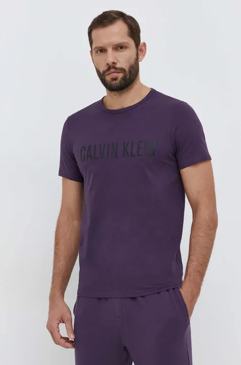 Calvin Klein Underwear t-shirt piżamowy bawełniany kolor szary z nadrukiem