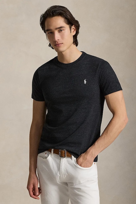 Μπλουζάκι Polo Ralph Lauren ανδρικό, χρώμα: μαύρο