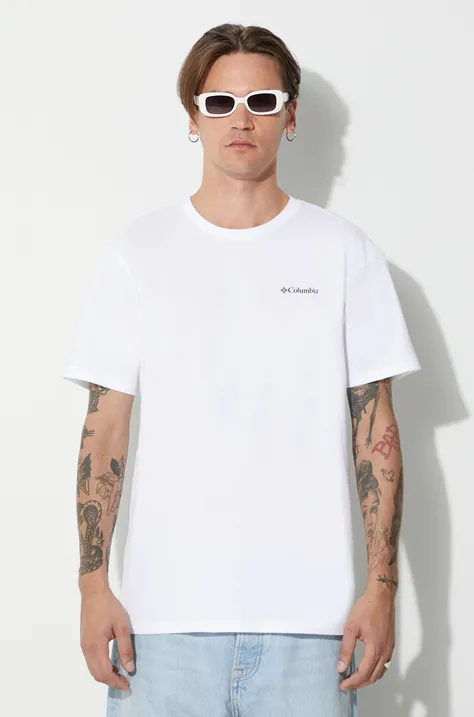 Columbia t-shirt bawełniany North Cascades kolor biały z nadrukiem