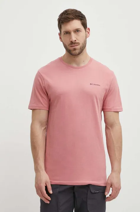 Βαμβακερό μπλουζάκι Columbia North Cascades ανδρικά, χρώμα ροζ, 1834041 1834041