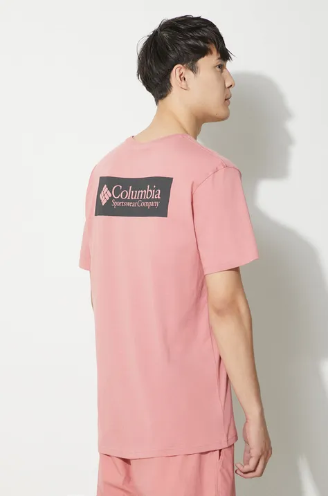 Columbia t-shirt bawełniany North Cascades kolor różowy z nadrukiem 1834041