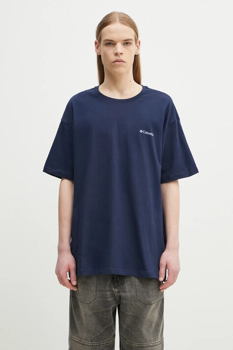 Columbia tricou din bumbac North Cascades barbati, culoarea albastru marin, cu imprimeu, 1834041