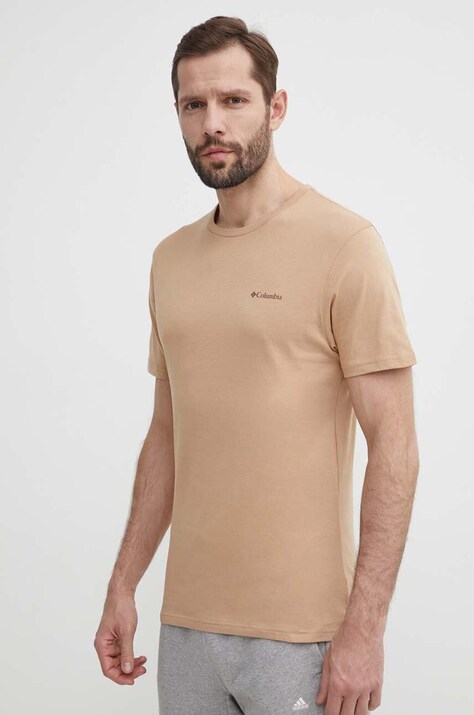 Columbia tricou din bumbac North Cascades barbati, culoarea bej, cu imprimeu, 1834041