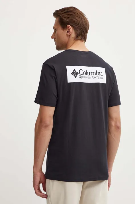 Памучна тениска Columbia North Cascades в черно с принт 1834041