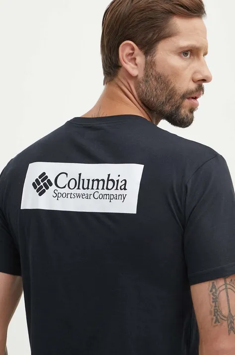 Хлопковая футболка Columbia North Cascades цвет чёрный с принтом 1834041-575