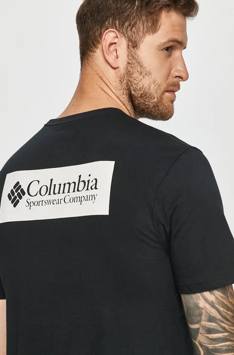 Columbia pamut póló fekete, nyomott mintás, 1834041