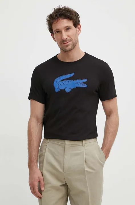 Lacoste t-shirt fekete, férfi, nyomott mintás