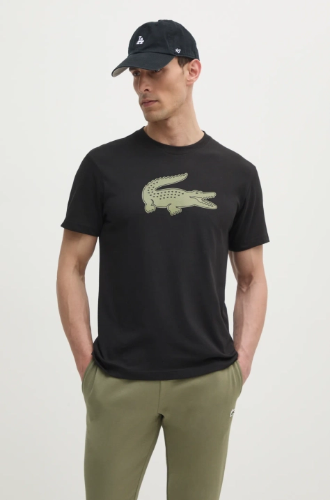 Lacoste t-shirt męski kolor czarny z nadrukiem TH2042