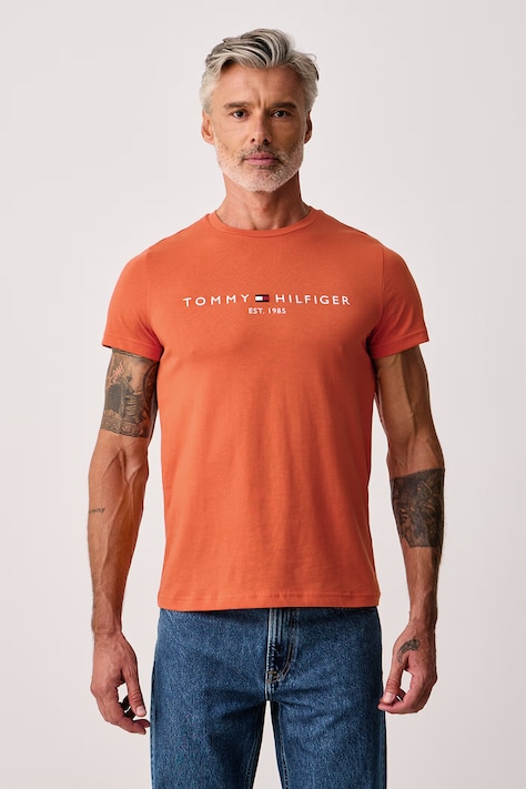 Tommy Hilfiger Tričko pánske bavlnené oranžové MW0MW11797
