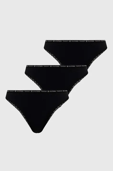Nohavičky Tommy Hilfiger (3-pack) čierna farba, UW0UW02825