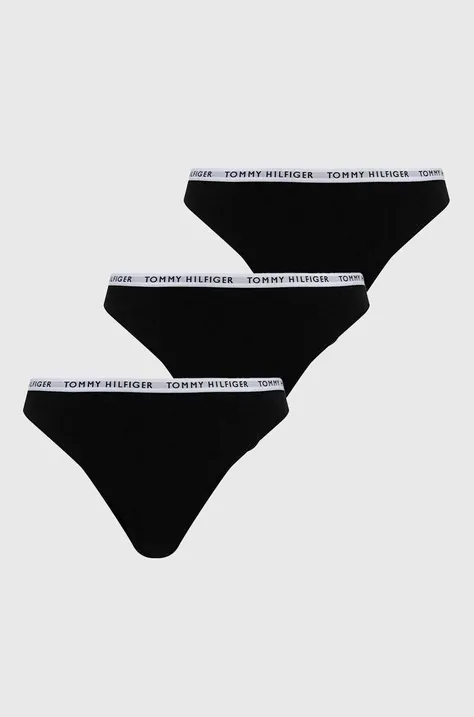 Nohavičky Tommy Hilfiger (3-pack) čierna farba, UW0UW02828