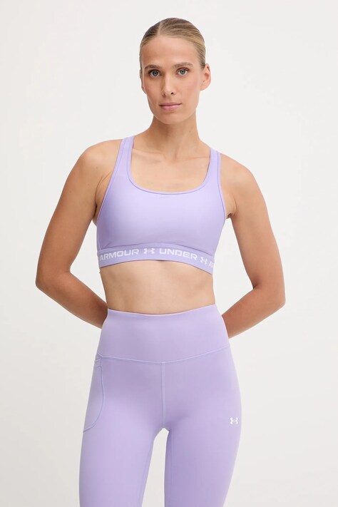 Under Armour biustonosz sportowy Crossback kolor fioletowy gładki 1361034